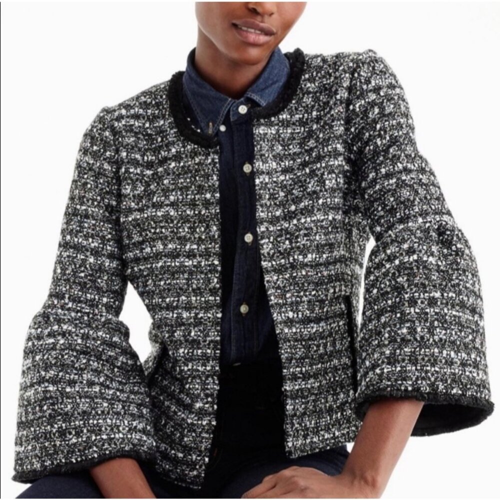 NWT J. Crew Sequin Tweed Belle Sleeve Lady Jacket Size 6